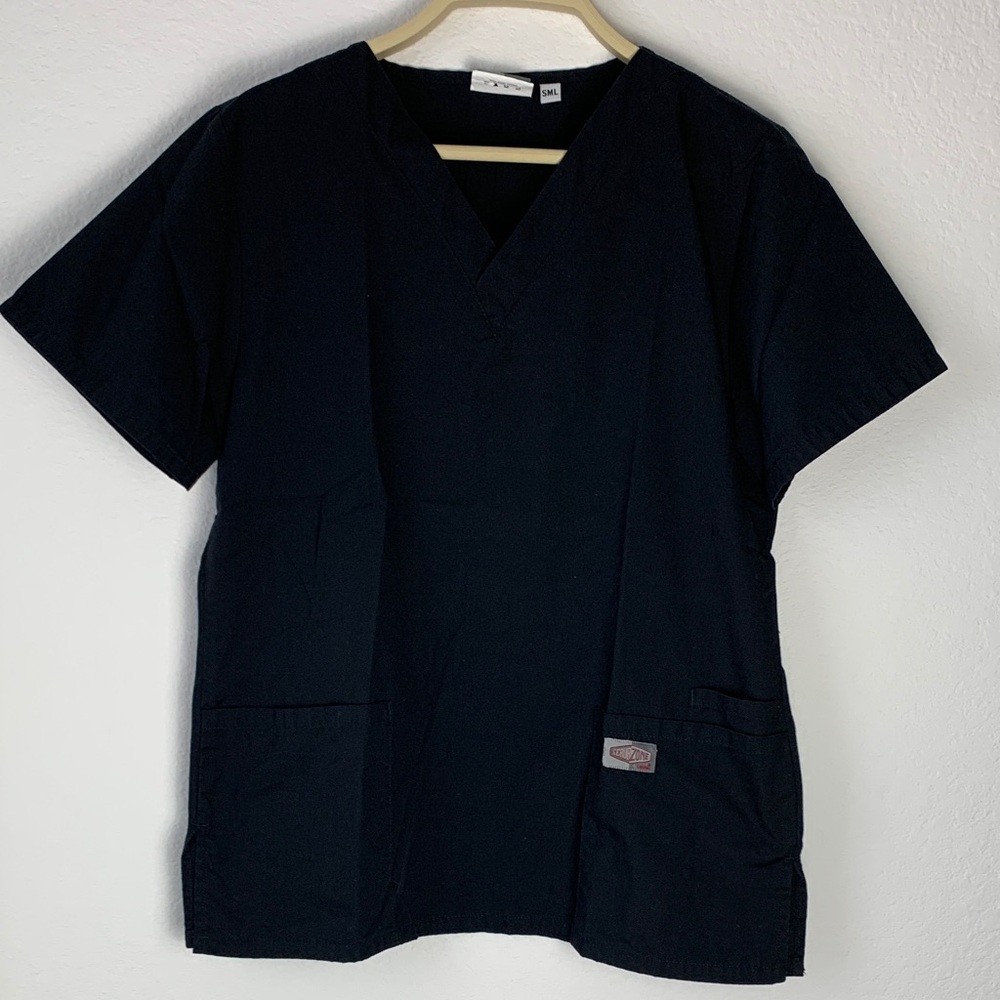 Classic Black V-Neck Women's Scrubs Top